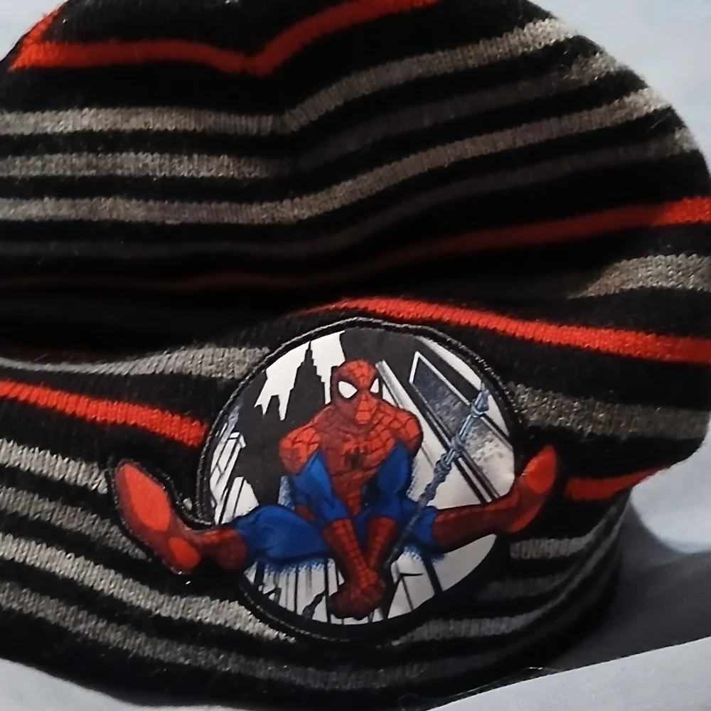 Spider-Man Striped Kids Beanie - Black and Red
